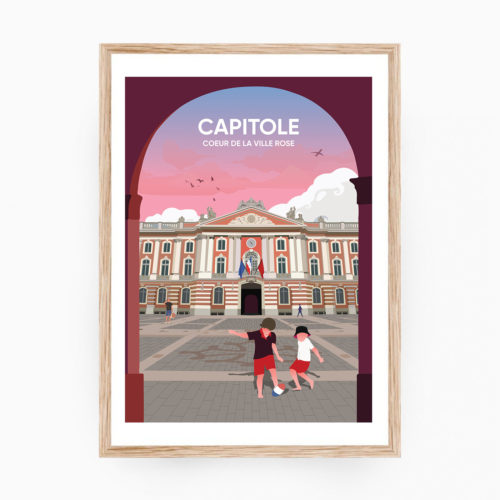 TOULOUSE Capitole Affiche Cadre Bois